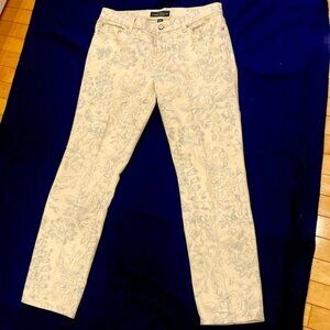 RALPH LAUREN Blue  Creme printed summer stretch straight leg jeans